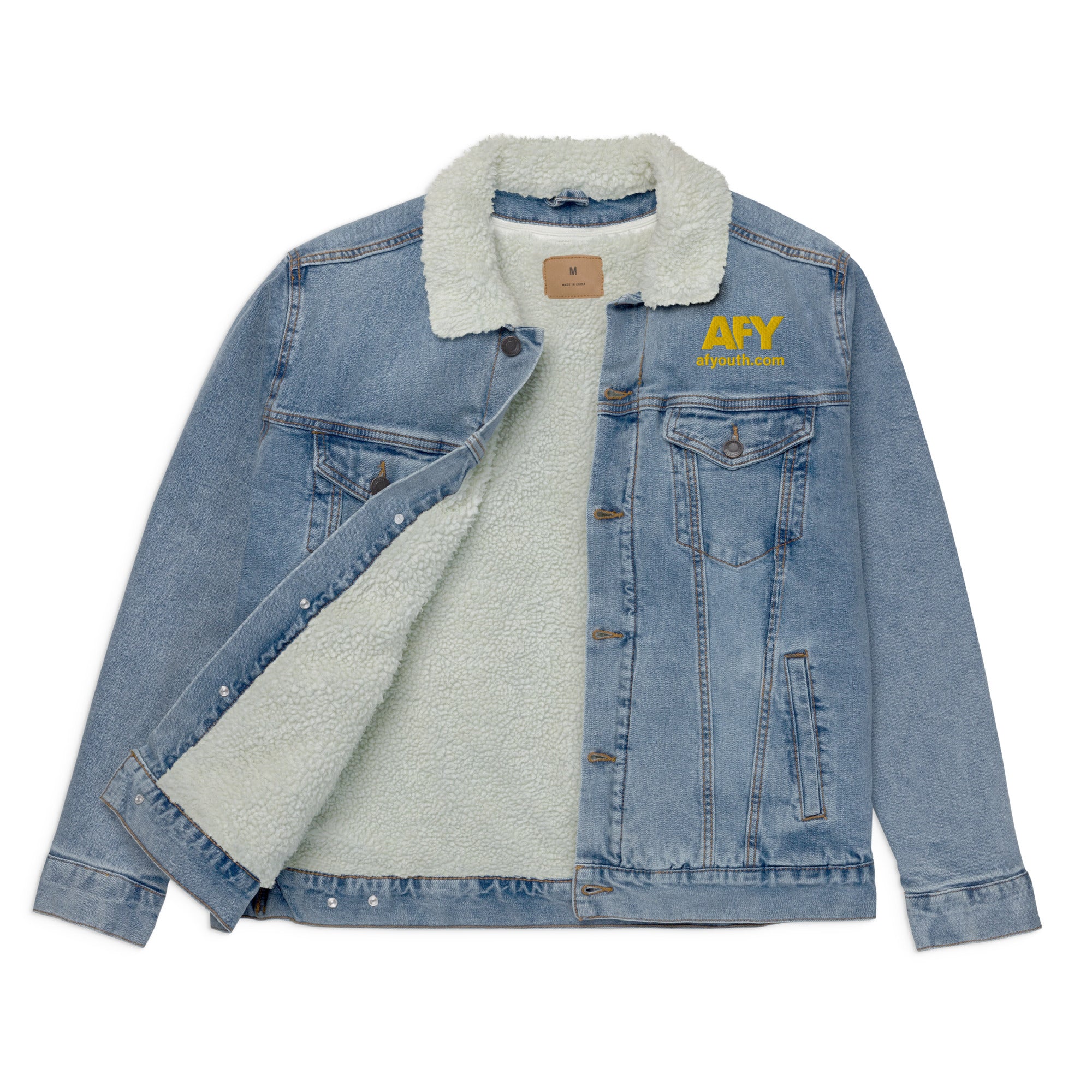 AFY Unisex Denim Sherpa Jacket - Image 3