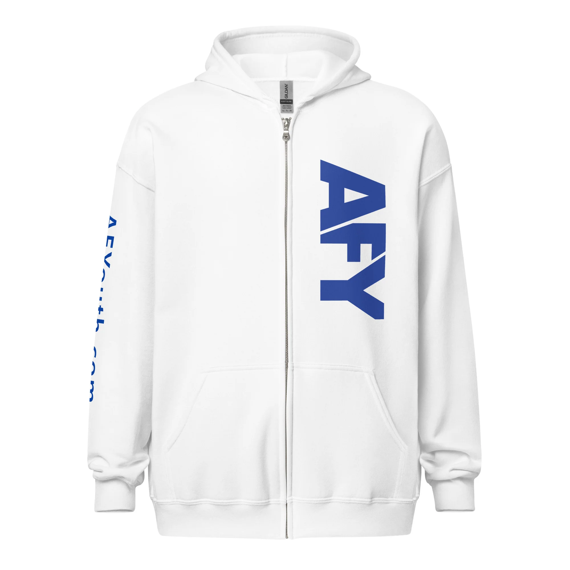 AFY Unisex Heavy Blend Zip Hoodie Blue Logo - Image 3