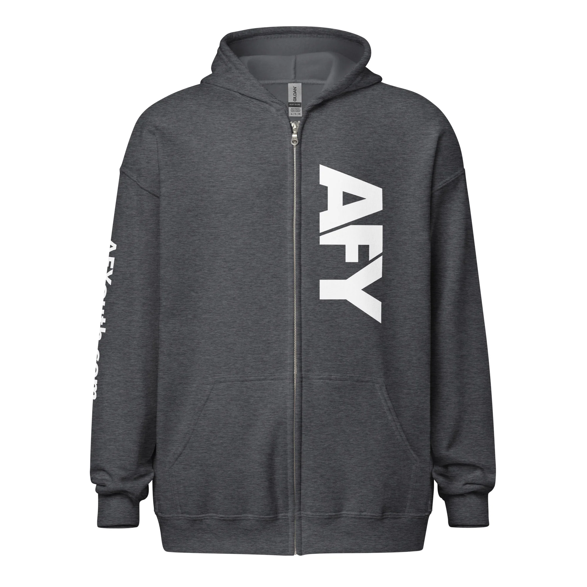 AFY Unisex Heavy Blend Zip Hoodie White Logo - Image 11
